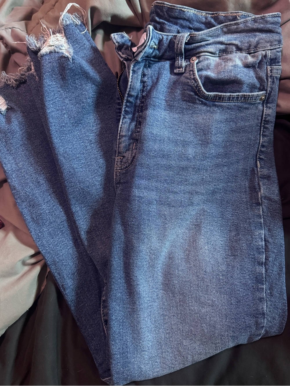 Time and Tru - Distressed High-Rise Blue Jeans - Cropped - 8